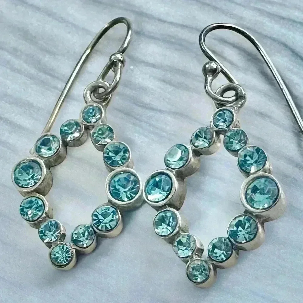Vintage Indigo Sterling Silver CZ Dangle Earrings